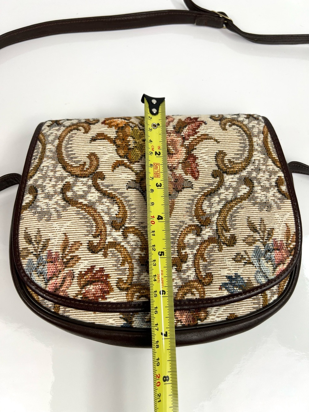 Vintage Made In England Tapestry Mini Shoulder Bag size S/M Beige Multi Floral - Picture 12 of 13